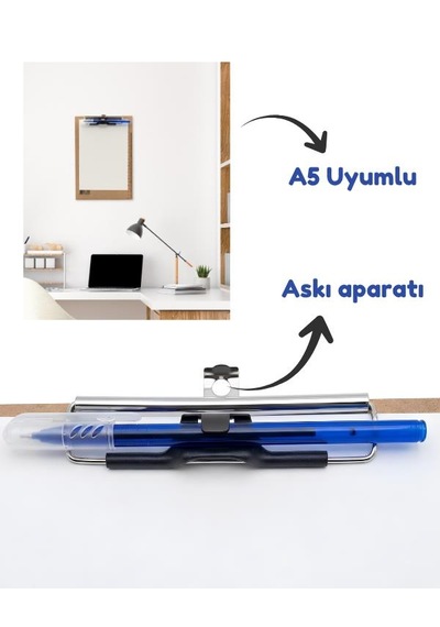 Temel A5 Ve 1/3 A4 Ahşap Sekreterlik Metal Klipsli Kalem Tutma Aparatlı 2li Set