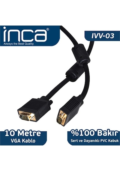 Inca Ivv-03 Vga1 To Vga1 Kablo 10Mt %100 Bakır