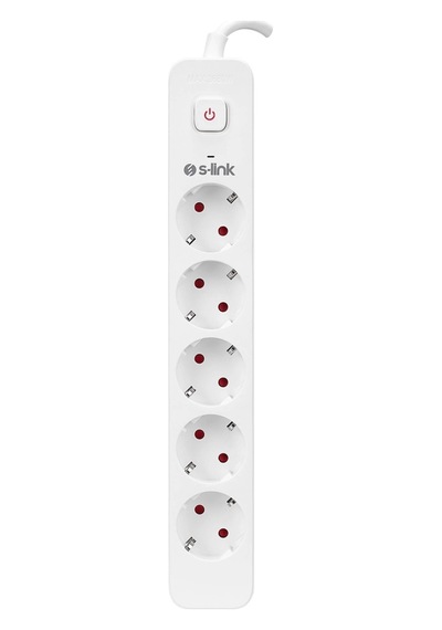 S-lınk Spg501s, 5 Soket, Akım Korumalı Priz, 1.5mt Kablo, 750 Joule Beyaz %100 Bakır