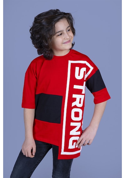 Toontoy Kids Toontoy Erkek Çocuk Garnili Strong Baskılı Tişört Kırmızı