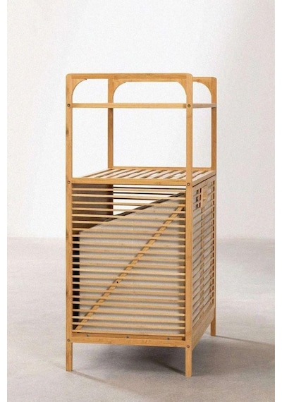 Digithome Bambu Xl Kirli Sepetli 2 Raflı Çok Amaçlı Banyo Düzenleyici Çamaşır Sepeti Organizer Db-0004
