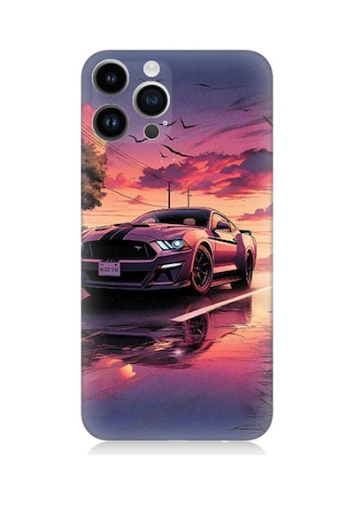 Apple Uyumlu iPhone 14 Pro  Pembe Gün Batımı Desenli Silikon Kılıf