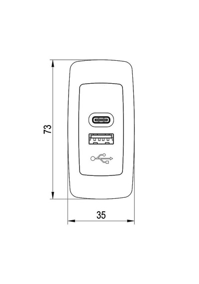 Usb Şarj Düz Tip Gri + Siyah Gövde Mavi Led 12v/24v 1