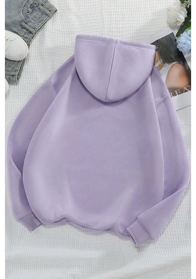 Uyguntarz Unisex Malıbu Baskılı Oversize Sweatshirt Lila