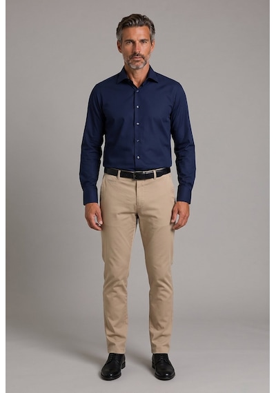 Bisse Lacivert Regular Fit Pamuk Cepsiz Klasik Uzun Yaka Gömlek Gmkls252203 D39
