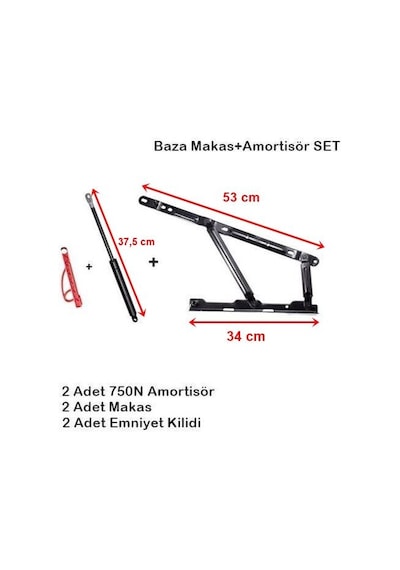 Baza Seti, Makas+Amortisör+Emniyet Kilidi 750N