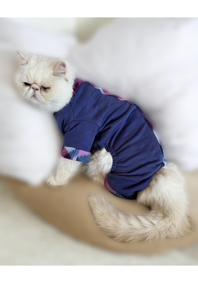 Kemique Monogram Purp Polar Kedi Tulum Pijama