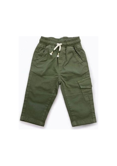 Çikoby Erkek Bebek Bel Lastikli Dokuma Yeşil Pantolon-15321 Yeşil