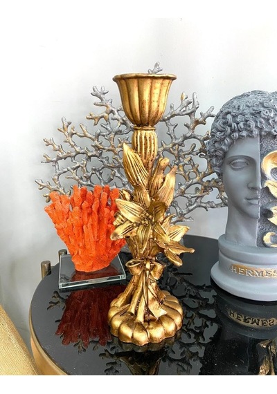 Şamdan Mumluk Çiçek Şamdan Polyester Gold Diğer 63811609
