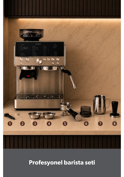 Homend Latteprimo Barista Tipi Çekirdek Öğütücülü Espresso Makinesi, 20 Sıcak ve Soğuk İçecek