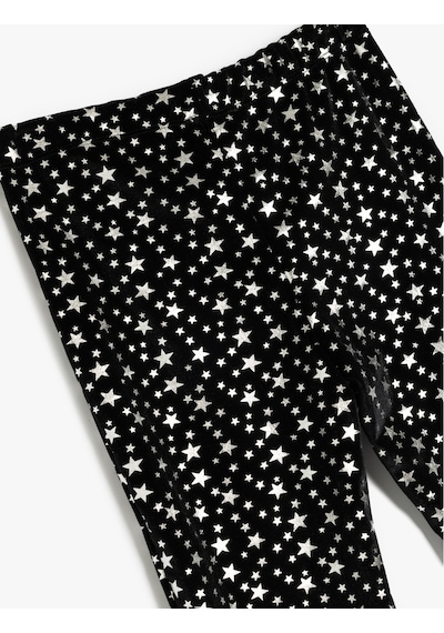 Koton Yıldız Desenli İspanyol Paça Pantolon Siyah Desenli 5wkg40317ak Siyah Desenli