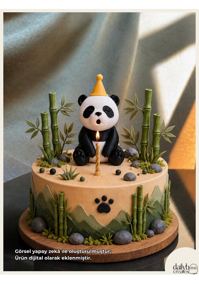 Mum Üfleyen Panda Pasta Süsü-doğum Günü,parti,pasta Süsleme-figür Oyuncak 0 - 20