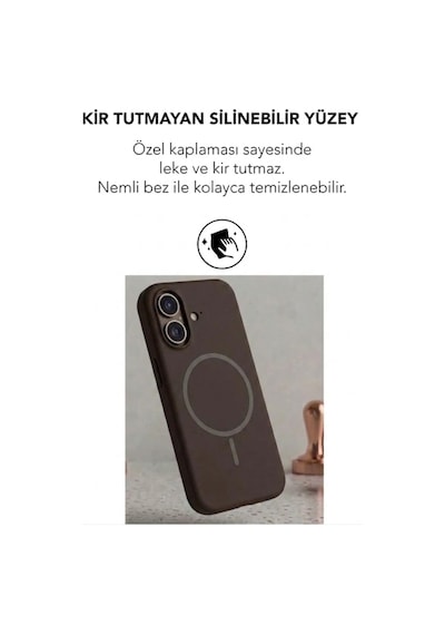 Apple İphone 16 Uyumlu Magsafe Lansman Silikon Kılıf Kahverengi