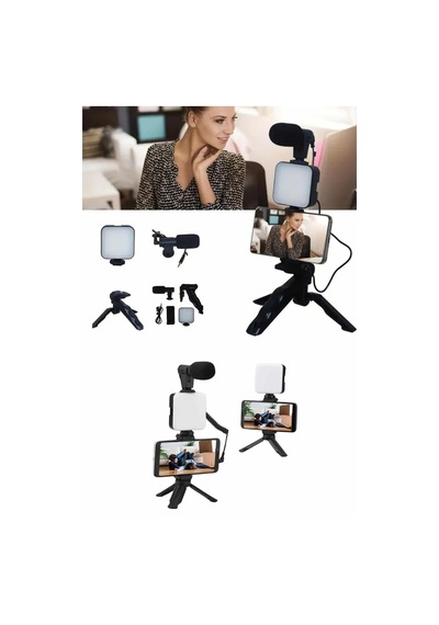Novento Telefon Tutucu Mikrofonlu Işıklı Youtuber Video Kayıt