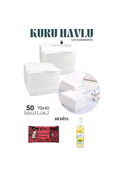 50 Adet Tek Kullanımlık Havlu Hasta Bakım Bebek Bakım Manikür Pedikür Havlusu Hediyeli