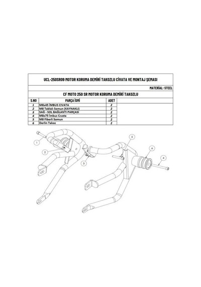 Moto Üçel Cfmoto Sr 250 Uyumlu Motor Koruma Demiri