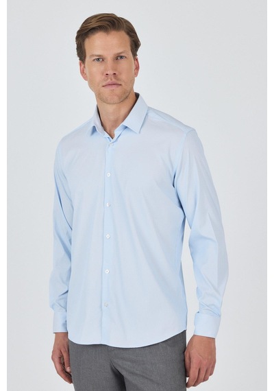 İmza Beyaz Sert Yaka Cepsiz Gabardin Uzun Kol Slim Fit Esnek Gömlek 1004250229 Beyaz