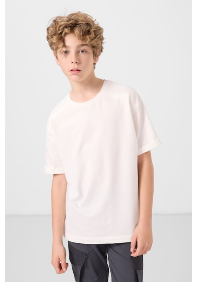 Oversize Fit Baskılı 3lü Paket Antrasit-ekru-taş Erkek Çocuk T-shirt - 11301 Antrasıt-ekru-taş