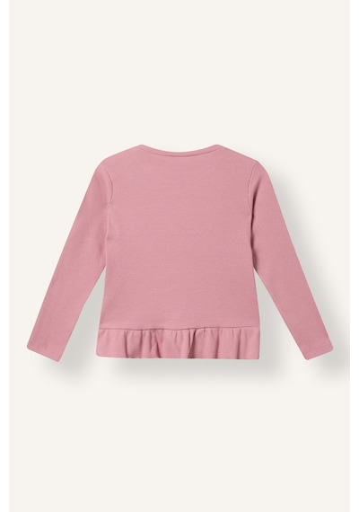 Defacto Relaxed Fit Bisiklet Yaka Fitilli Fırfırlı Uzun Kollu Tişört Kız Bebek I5091a526aubr277 Bordo-br277