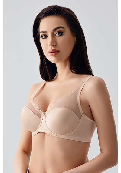 New Bra Kadın C Kap Balenli Tül Detaylı Toparlayıcı Sütyen Ten 2304 Ten