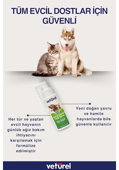 Veturel Günlük Kedi Ağız Kokusu Giderici Diş Eti Yarası Plak Tartar Önleyici 3 x 100 ML