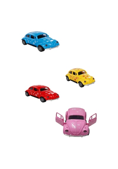 Sürtmeli Desenli Kaplumbağa Araba Vosvos Araba 12 Cm 4 Renk 4 Adet Çok Renkli