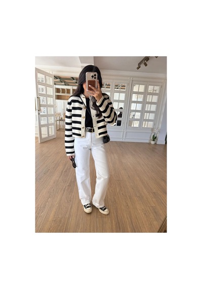 Rabia Çelik Kadın Beyaz Straight Fit Marka Model Jean Pantolon Beyaz Beyaz