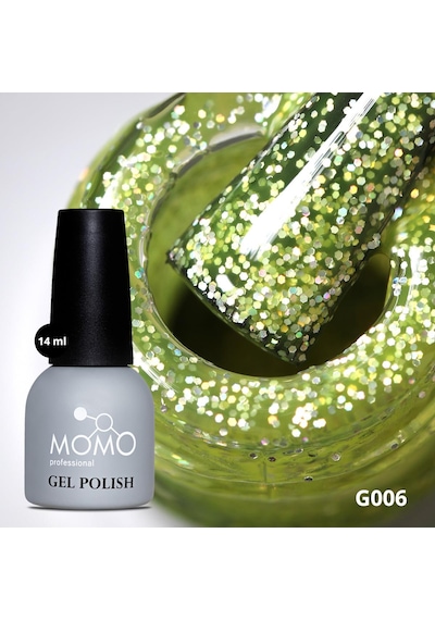 Momo Professional Glitter Kalıcı Oje G006 Lime Yeşili Holografik Simli 14 Ml