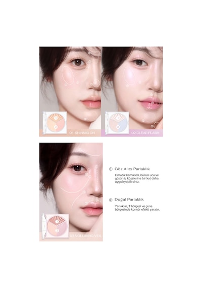 İnci Işıltıları İçeren Aydınlatıcı Paleti Perıpera V Highlighter Ad 002 Clear Flash 002