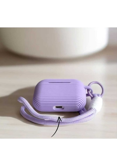 Apple Uyumlu iPhone 1/2. Nesil  Koruyucu Bluetooth Kulaklık Kılıfı Mor Airpods 1/2. Nesil
