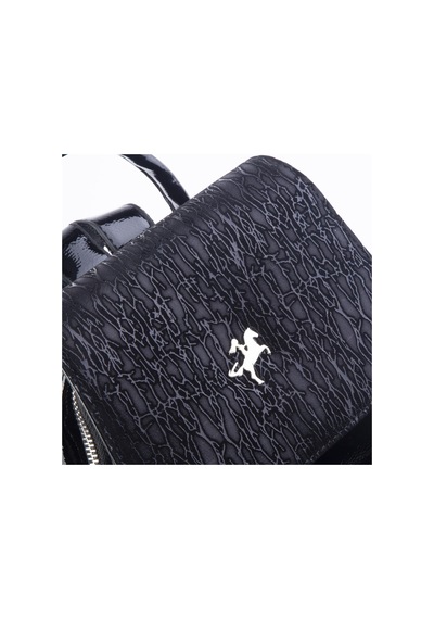 Nas Bag Kadın Sırt Çantası Çift Gözlü Spor Çanta 23x26x14 Cm Siyah Gümüş Krsk Rugan Çok Renkli