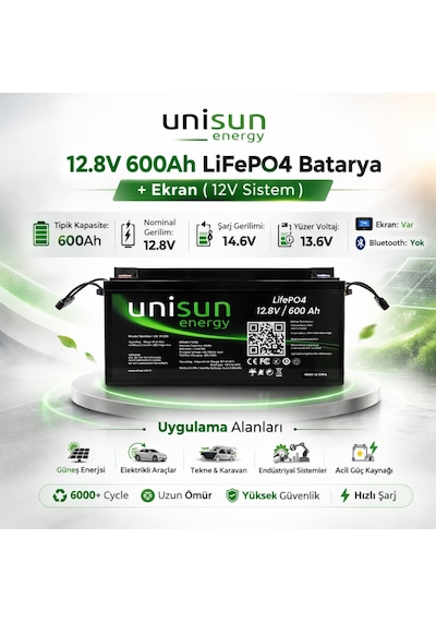 Unisun 12.8v 600a Lityum Akü