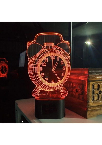 Upway 3d İllüzyonlu Rgb Işık Animasyonlu Çalar Masa Saati Gece Lambası