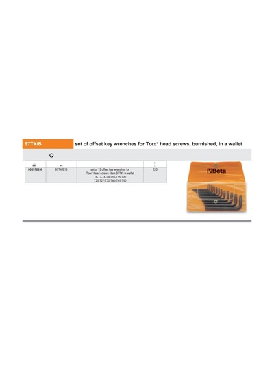 Beta 97tx/b13 Torx Allen Takım Ürün Kodu 000970650
