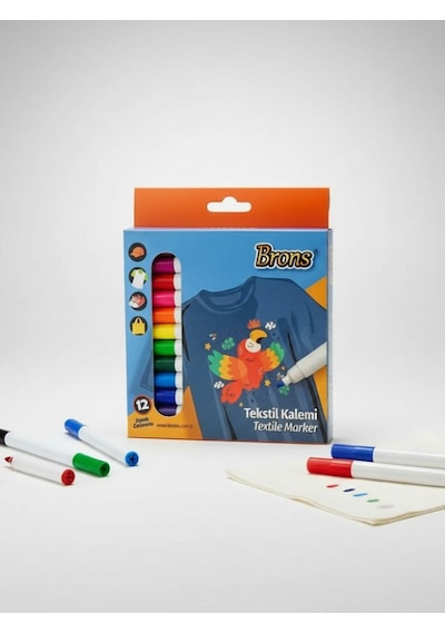 Brons Tekstil Marker 12 Li Set Çok Renkli