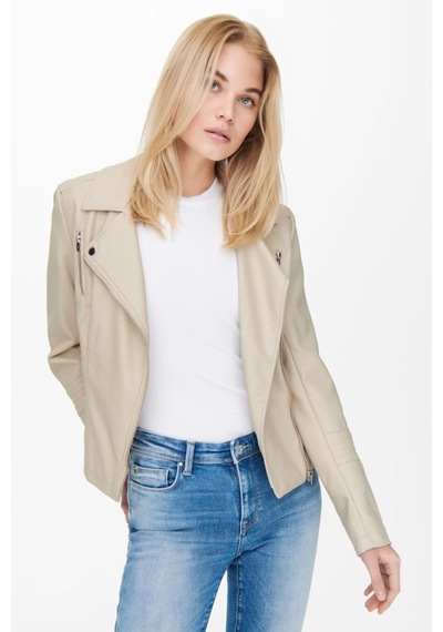Only Onlgemma Faux Leather Bıker Otw Noos Bej