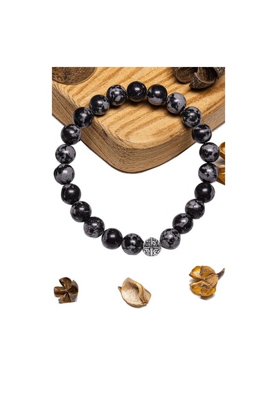 Sertifikalı Karlı Obsidyen Taşı Bileklik - Gümüş Aparatlı Çok Renkli