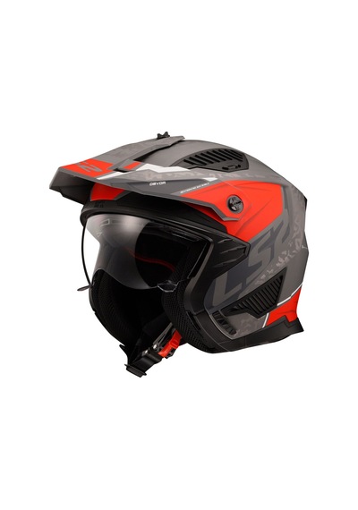 Ls2 Drifter Devor Kask Mat Gri-titanyum-kırmızı Mat Gri - Titanyum