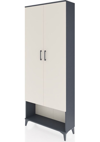 Arges Dolap 2 Raflı 2 Kapaklı Tek Askılı 88x30x221 Antrasit-aytaşı Antrasit