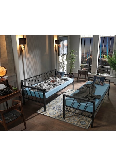 Bedliga Glory Yavrulu Daybed Tek-Çift Kişilik Metal Karyola Siyah