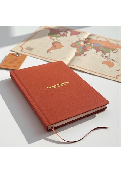 Travel Journal Sert Kapaklı Seyahat Günlüğü, A5 Boyutunda, Planlama &amp Anı Alanı Anı Defteri Kiremit Genel