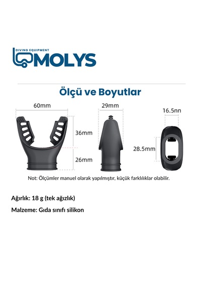 Molys Dalış Regülatör Ağızlığı Maps Konforlu, Kaymaz, Tam Uyum Mavi