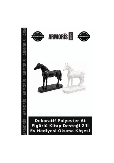Dekoratif Polyester At Figürlü Kitap Desteği 2'li Ev Hediyesi Okuma Köşesi