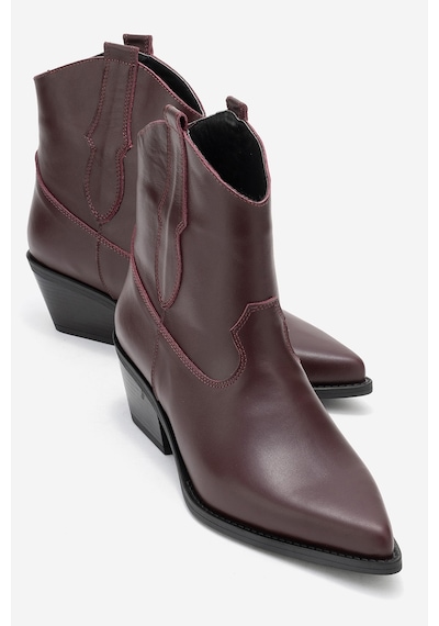 Luvishoes Luvi Shoes Elıa Bordo Cilt Hakiki Deri Kadın Western Bot Bordo