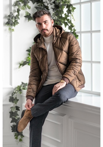 Ecer Kapşonlu Regular Fit Erkek Kalın Şişme Mont