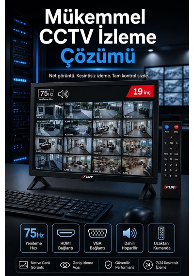 Fury 19" Sesli Uzaktan Kumandalı 75hz 5ms Hdmı Vga Geniş Ekran Monitör