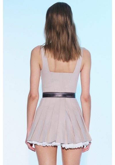 Sagaza Studio Ss6048 Pileli Mini Elbise BEJ