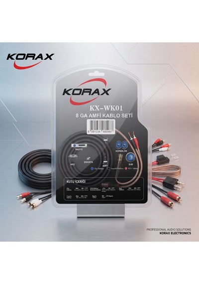 Korax Kx-wk01 8 Ga Oto Amfi Kablo Seti Amplifikatör Bağlantı Kiti 80a Sigortalı