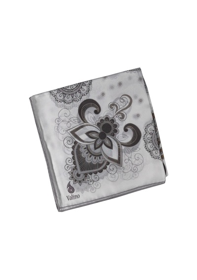 Mim Eşarp Mısırlı Eşarpları Mısırlı Eşarp Alize Krep Etnik Desenli Eşarp 140x140 Cm Beyaz - Gümüş