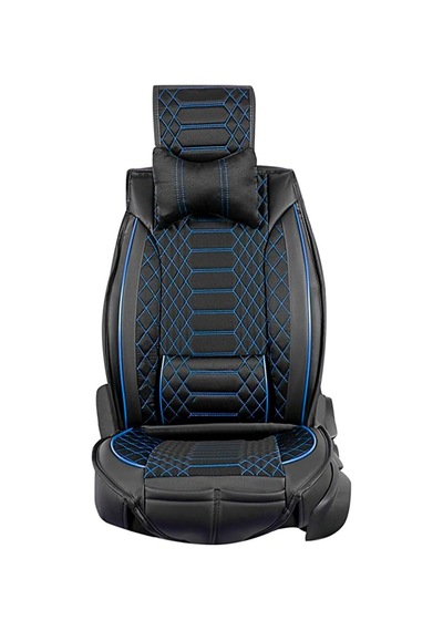 Ackstore Lüks Deri Oto Koltuk Kılıfı Tam Takım Set Mars Siyah-mavi Fiat Tipo İle Uyumlu